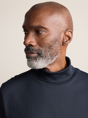 Navy Blue Signature SUPIMA® Cotton Long Sleeve Roll Neck T-Shirt - Image 2 of 9