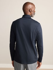 Navy Blue Signature SUPIMA® Cotton Long Sleeve Roll Neck T-Shirt - Image 5 of 9