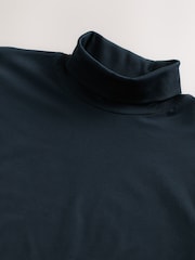 Navy Blue Signature SUPIMA® Cotton Long Sleeve Roll Neck T-Shirt - Image 8 of 9