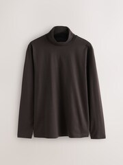 Brown Signature SUPIMA® Cotton Long Sleeve Roll Neck T-Shirt - Image 1 of 3