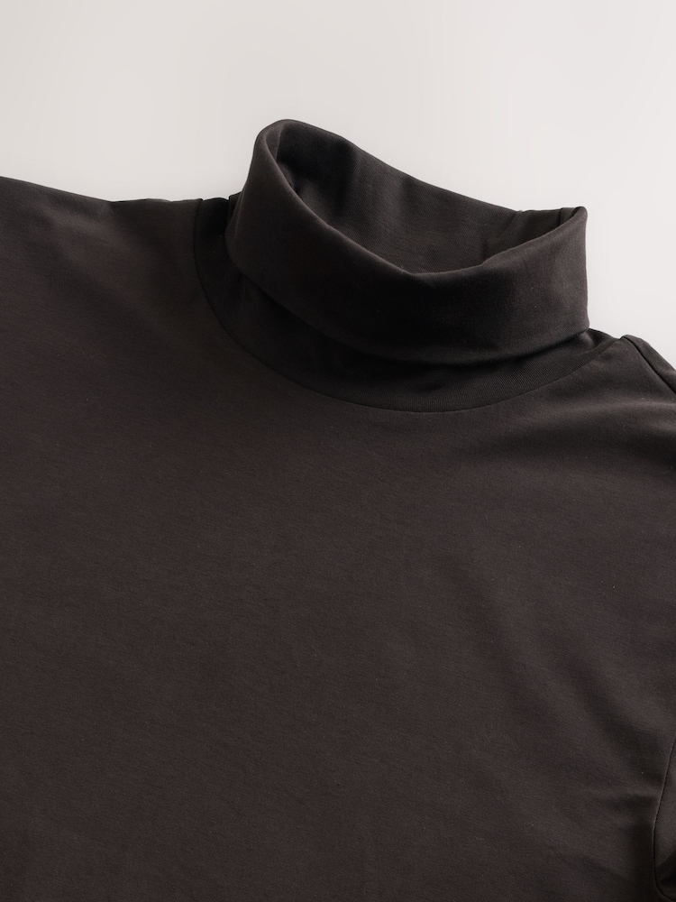 Brown Signature SUPIMA® Cotton Long Sleeve Roll Neck T-Shirt - Image 3 of 3