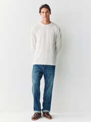 Ecru Micro Waffle Long Sleeve T-Shirt - Image 3 of 7