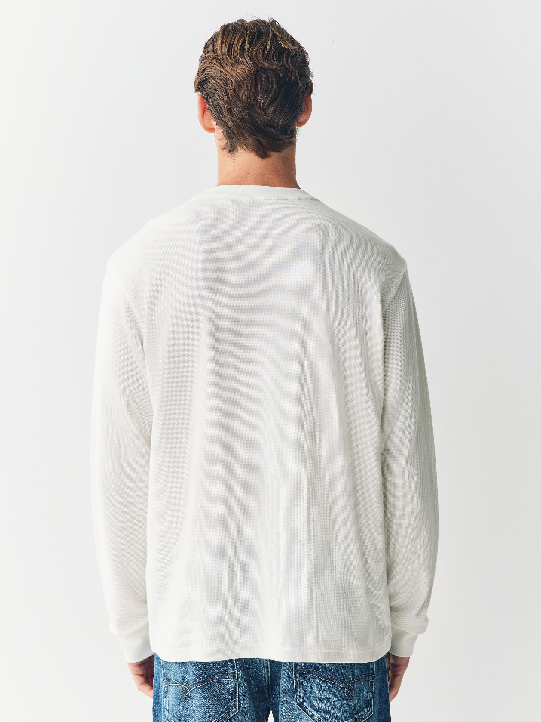 Buy Ecru Micro Waffle Long Sleeve T-Shirt from the Next UK online shop