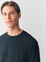 Black Micro Waffle Long Sleeve T-Shirt - Image 1 of 7