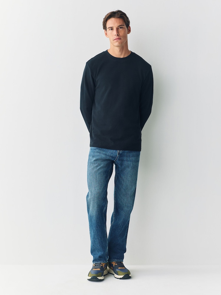 Black Micro Waffle Long Sleeve T-Shirt - Image 2 of 7