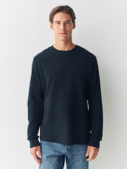Black Micro Waffle Long Sleeve T-Shirt - Image 4 of 7