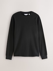 Black Micro Waffle Long Sleeve T-Shirt - Image 5 of 7