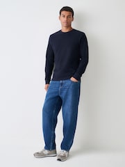Navy Micro Waffle Long Sleeve T-Shirt - Image 2 of 7