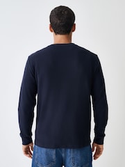 Navy Micro Waffle Long Sleeve T-Shirt - Image 3 of 7