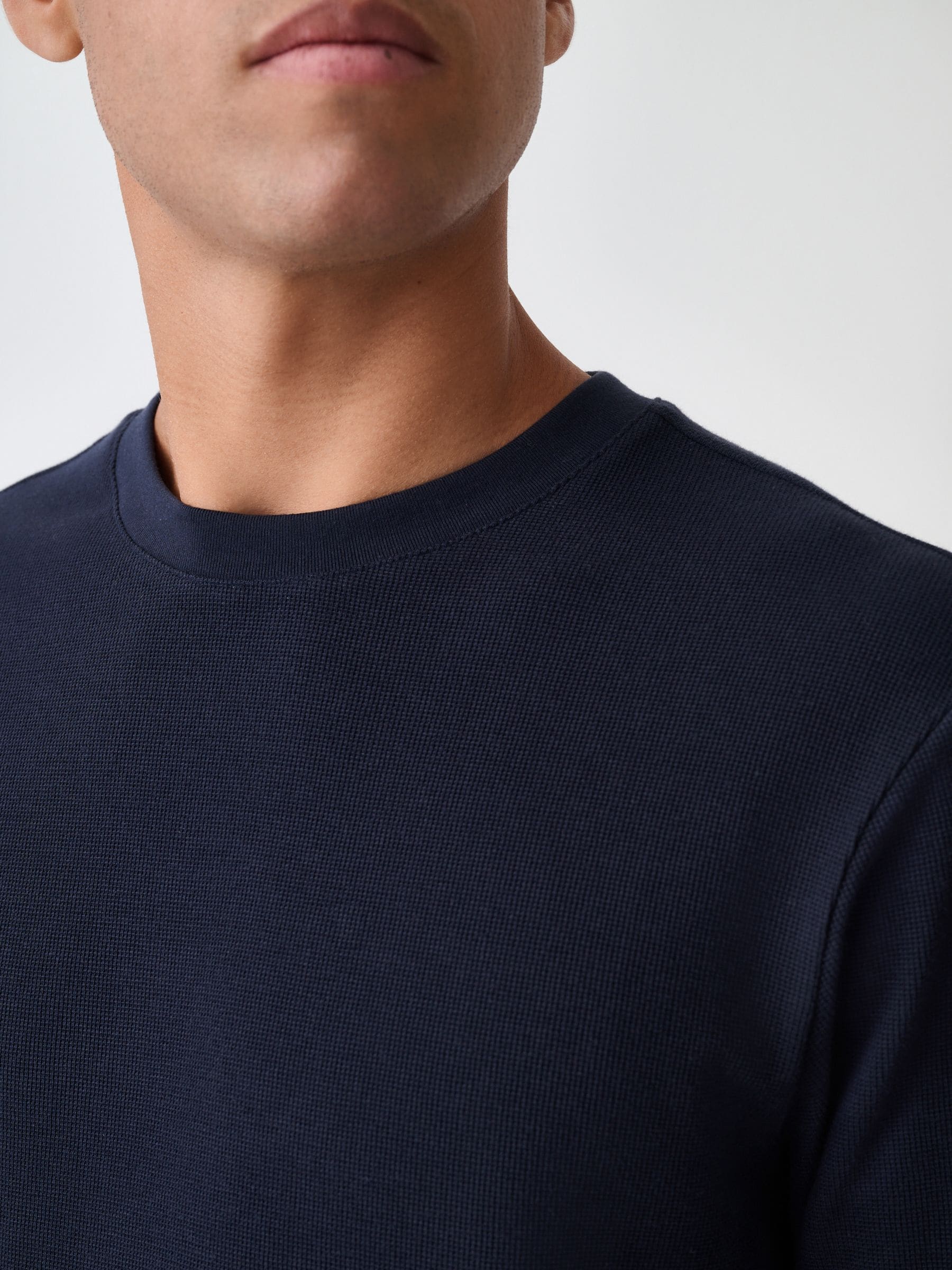 Buy Navy Micro Waffle Long Sleeve T-Shirt from Next Singapore