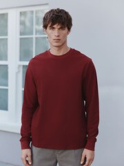 Rust Brown Micro Waffle Long Sleeve T-Shirt - Image 1 of 8