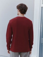 Rust Brown Micro Waffle Long Sleeve T-Shirt - Image 3 of 8