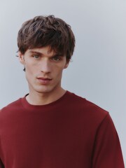 Rust Brown Micro Waffle Long Sleeve T-Shirt - Image 4 of 8