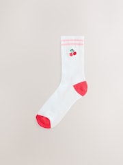 Pink Gingham Cherry Cushion Sole Ribbed Sport Arch Support Ankle Socks 3 Pack - Image 3 of 6