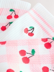 Pink Gingham Cherry Cushion Sole Ribbed Sport Arch Support Ankle Socks 3 Pack - Image 5 of 6