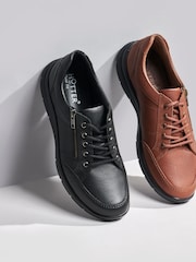 Hotter Brown Regular Fit Finn Lace-Up Zip Shoes - Image 5 of 5