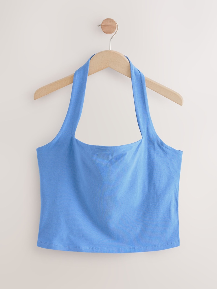 Blue Square Neck Halter Vest Top - Image 1 of 3