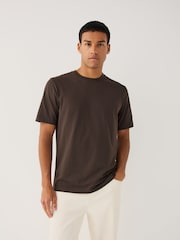 Brown Marl Regular Fit Essential Crew Neck Cotton T-Shirt - Image 1 of 4