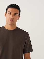 Brown Marl Regular Fit Essential Crew Neck Cotton T-Shirt - Image 3 of 4