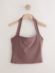 Mocha Brown Square Neck Halter Vest Top - Image 5 of 7