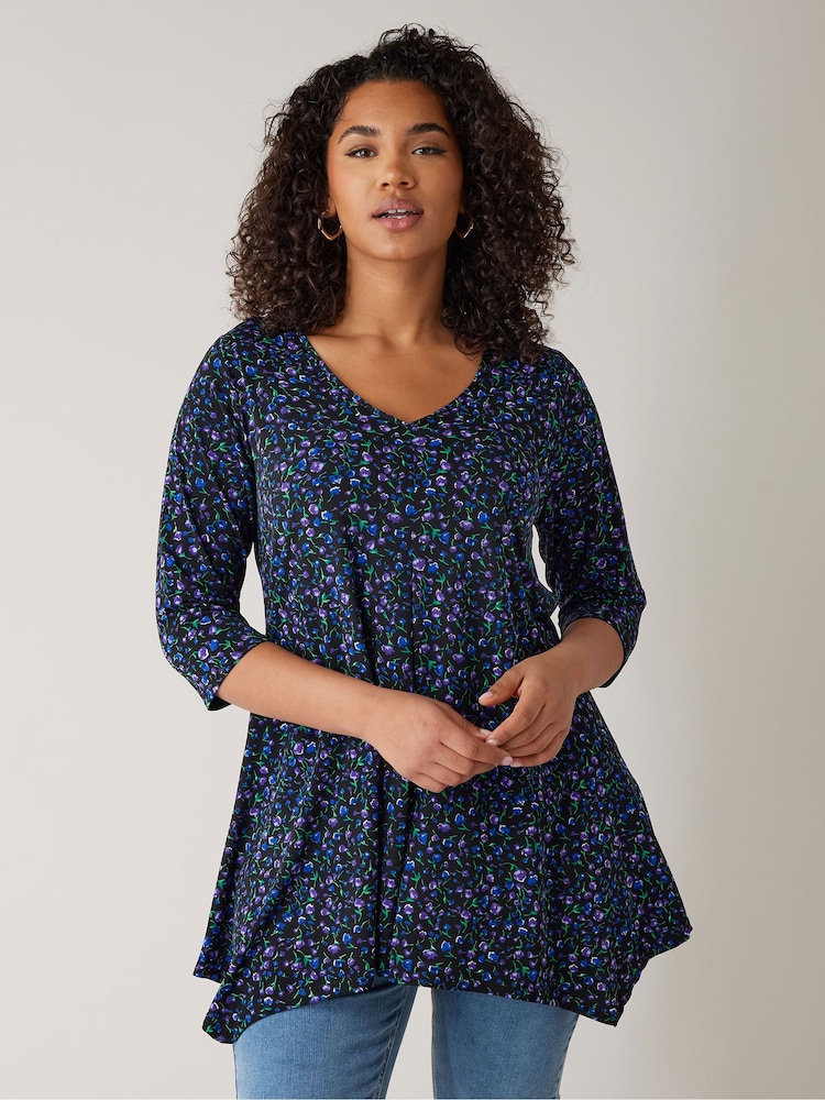 Schwarz/Dunkel - Evans V-Neck 3/4 Sleeve Tunic - Bild 1 von 4 Schwarz/Dunkel - Evans V-Neck 3/4 Sleeve Tunic - Bild 1 von 4