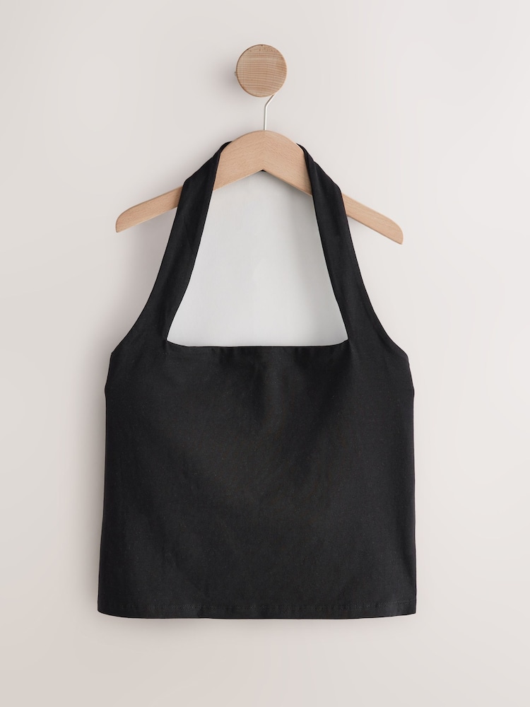Black Square Neck Halter Vest Top - Image 1 of 3