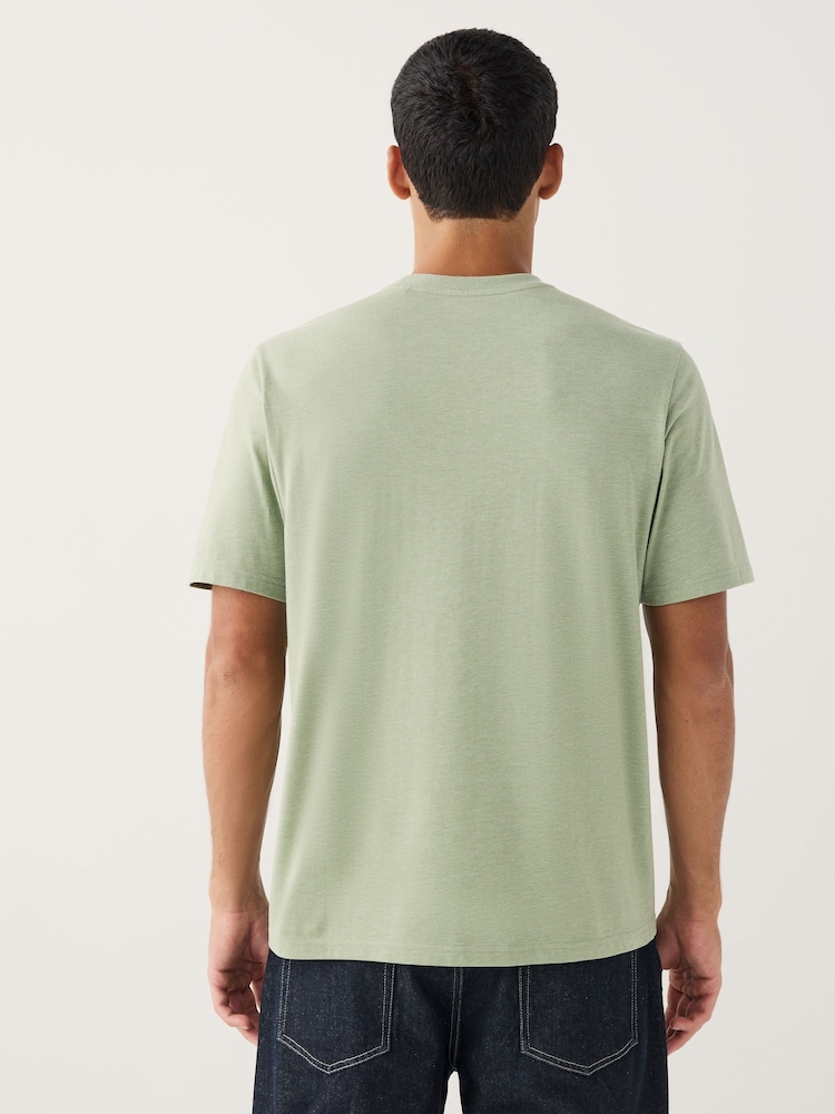 Green Marl Regular Fit Essential Crew Neck Cotton T-Shirt - Image 2 of 4 Green Marl Regular Fit Essential Crew Neck Cotton T-Shirt - Image 2 of 4