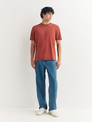 Orange Marl Regular Fit Essential Crew Neck Cotton T-Shirt - Image 3 of 7
