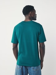 Teal Blue Regular Fit Essential Crew Neck Cotton T-Shirt - Image 2 of 7