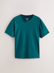 Teal Blue Regular Fit Essential Crew Neck Cotton T-Shirt - Image 5 of 7