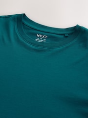 Teal Blue Regular Fit Essential Crew Neck Cotton T-Shirt - Image 7 of 7