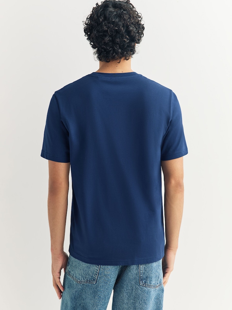 Deep Blue Regular Fit Essential Crew Neck Cotton T-Shirt - Image 2 of 7