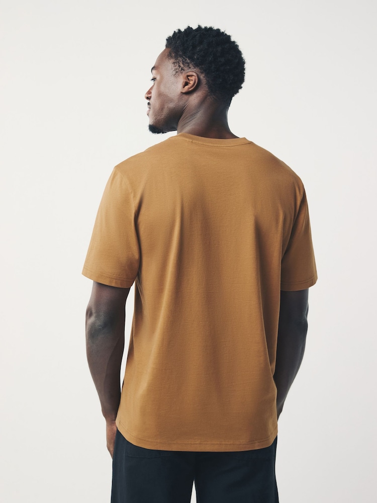 Ochre Yellow Regular Fit Essential Crew Neck Cotton T-Shirt - Image 2 of 8 Ochre Yellow Regular Fit Essential Crew Neck Cotton T-Shirt - Image 2 of 8