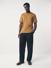 Ochre Yellow Regular Fit Essential Crew Neck Cotton T-Shirt - Image 3 of 8