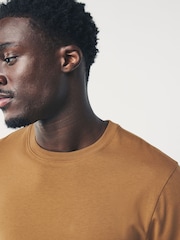 Ochre Yellow Regular Fit Essential Crew Neck Cotton T-Shirt - Image 5 of 8