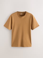 Ochre Yellow Regular Fit Essential Crew Neck Cotton T-Shirt - Image 6 of 8