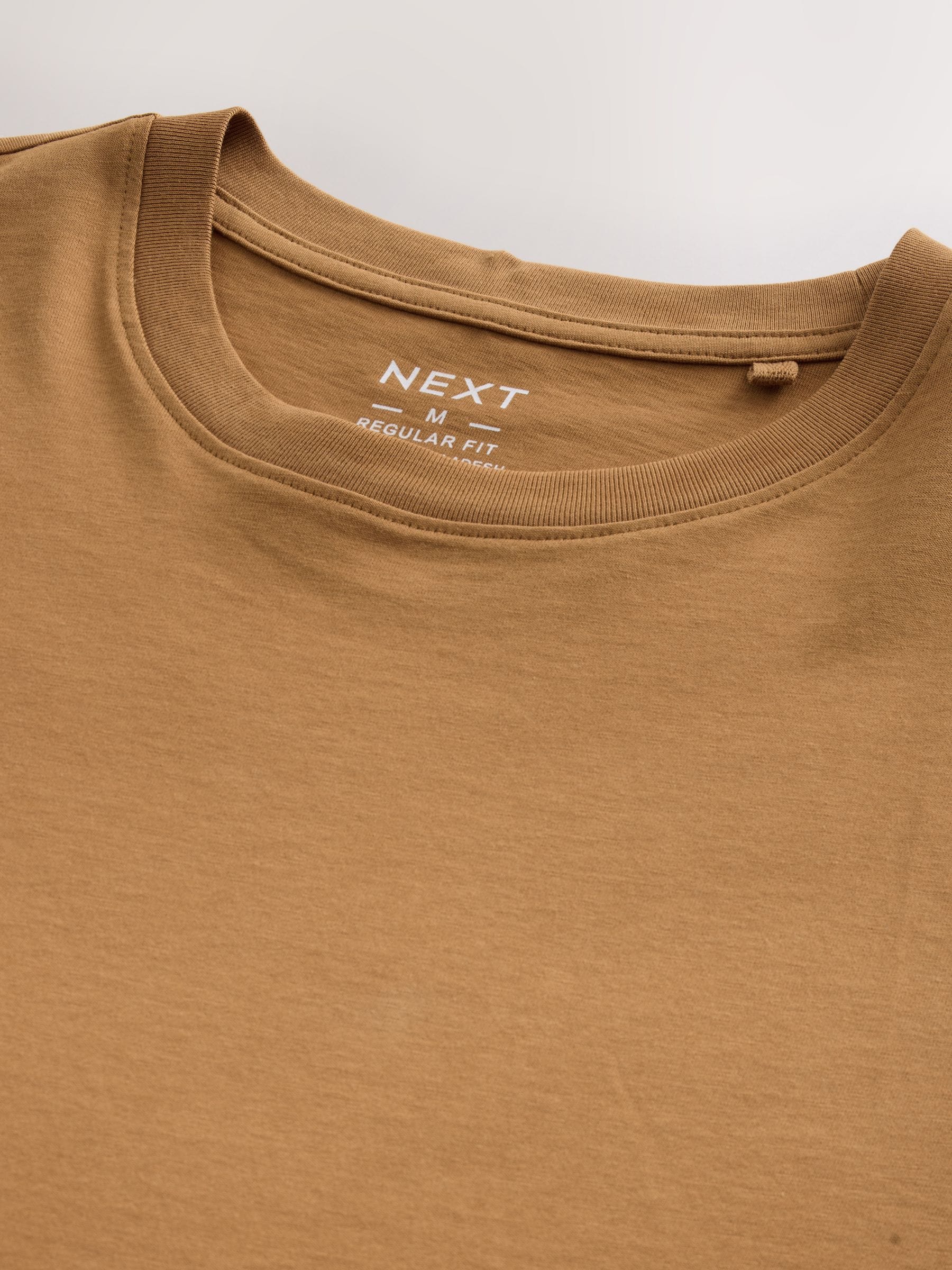 Buy Yellow Ochre Regular Fit Essential Crew Neck Cotton T-Shirt