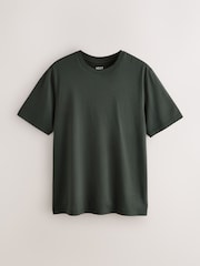 Green Dark Regular Fit Essential Crew Neck Cotton T-Shirt - Image 5 of 7
