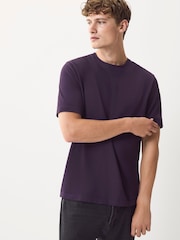 Purple Regular Fit Essential Crew Neck Cotton T-Shirt - Image 1 of 7