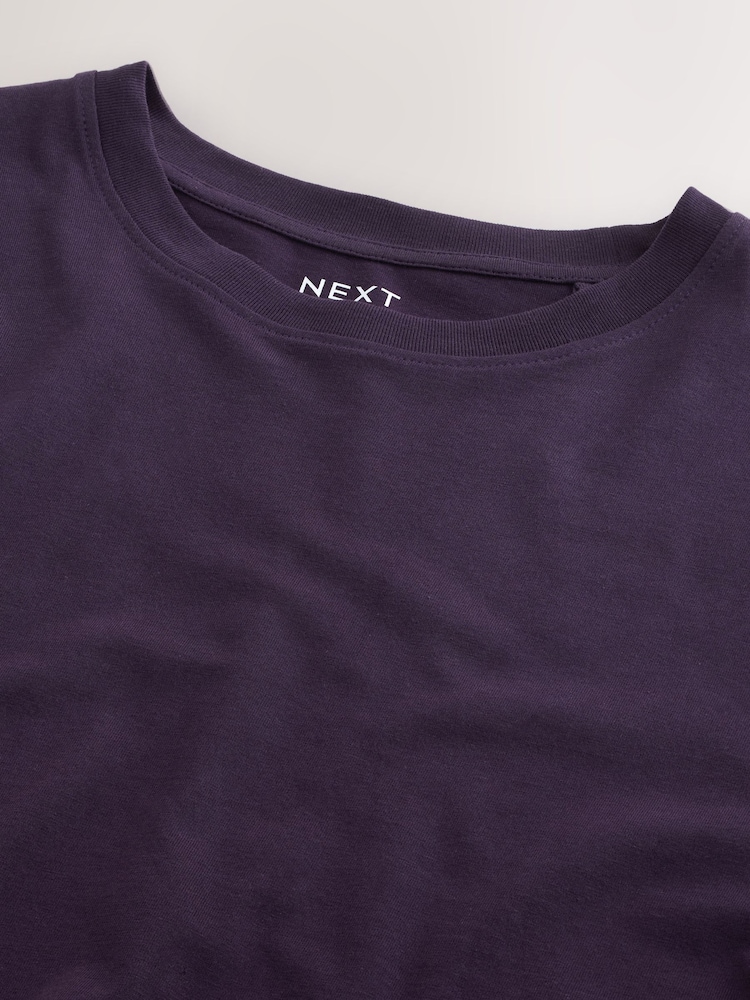 Purple Regular Fit Essential Crew Neck Cotton T-Shirt - Image 7 of 7 Purple Regular Fit Essential Crew Neck Cotton T-Shirt - Image 7 of 7