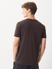 Brown Marl Slim Fit Essential Crew Neck Cotton T-Shirt - Image 3 of 4