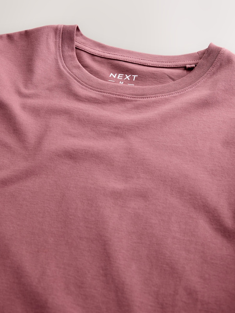 Rosa - Ajuste fino - Camiseta de algodão com gola redonda Essential - Imagem 3 de 3