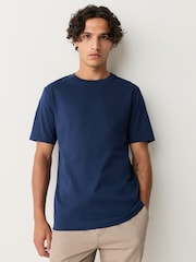 Deep Blue Slim Fit Essential Crew Neck Cotton T-Shirt - Image 1 of 7