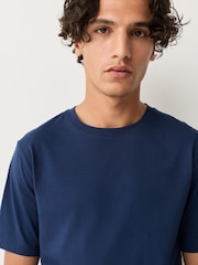 Deep Blue Slim Fit Essential Crew Neck Cotton T-Shirt - Image 4 of 7