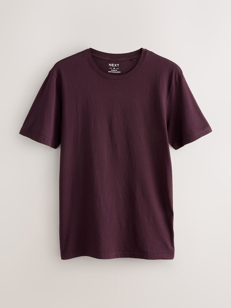 Purple Fig Slim Fit Essential Crew Neck Cotton T-Shirt - Image 1 of 3