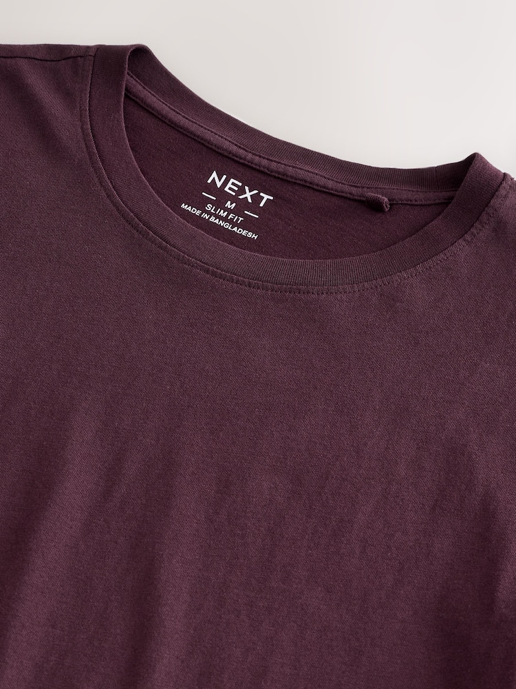 Purple Fig Slim Fit Essential Crew Neck Cotton T-Shirt - Image 3 of 3