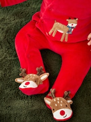 JoJo Maman Bébé Red Raindeer My First Christmas Velour All-In-One - Image 4 of 4