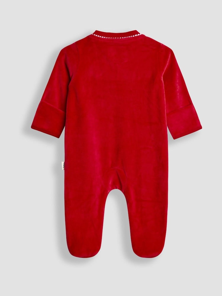 JoJo Maman Bébé Red Raindeer My First Christmas Velour All-In-One - Image 8 of 8