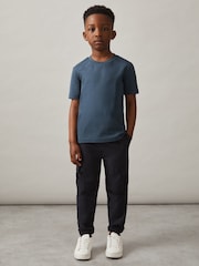 Reiss Ocean Blue Bless Cotton Crew-Neck T-Shirt - Image 3 of 4
