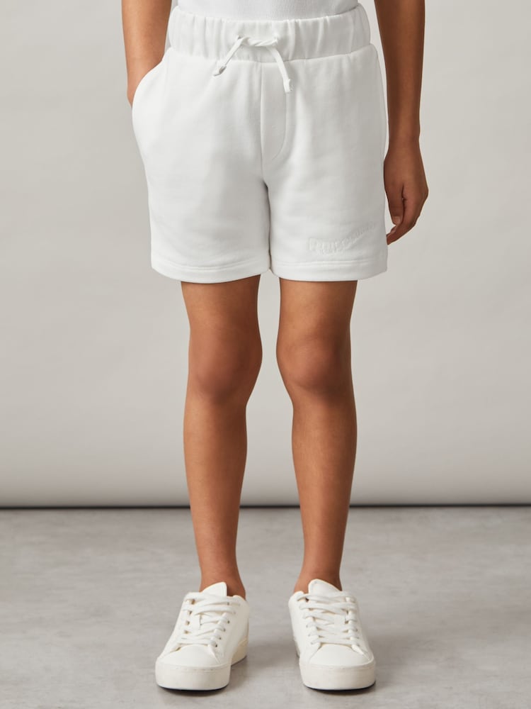Off White - Reiss Perry Cotton Brand-Embroidered Shorts - Bild 1 von 5